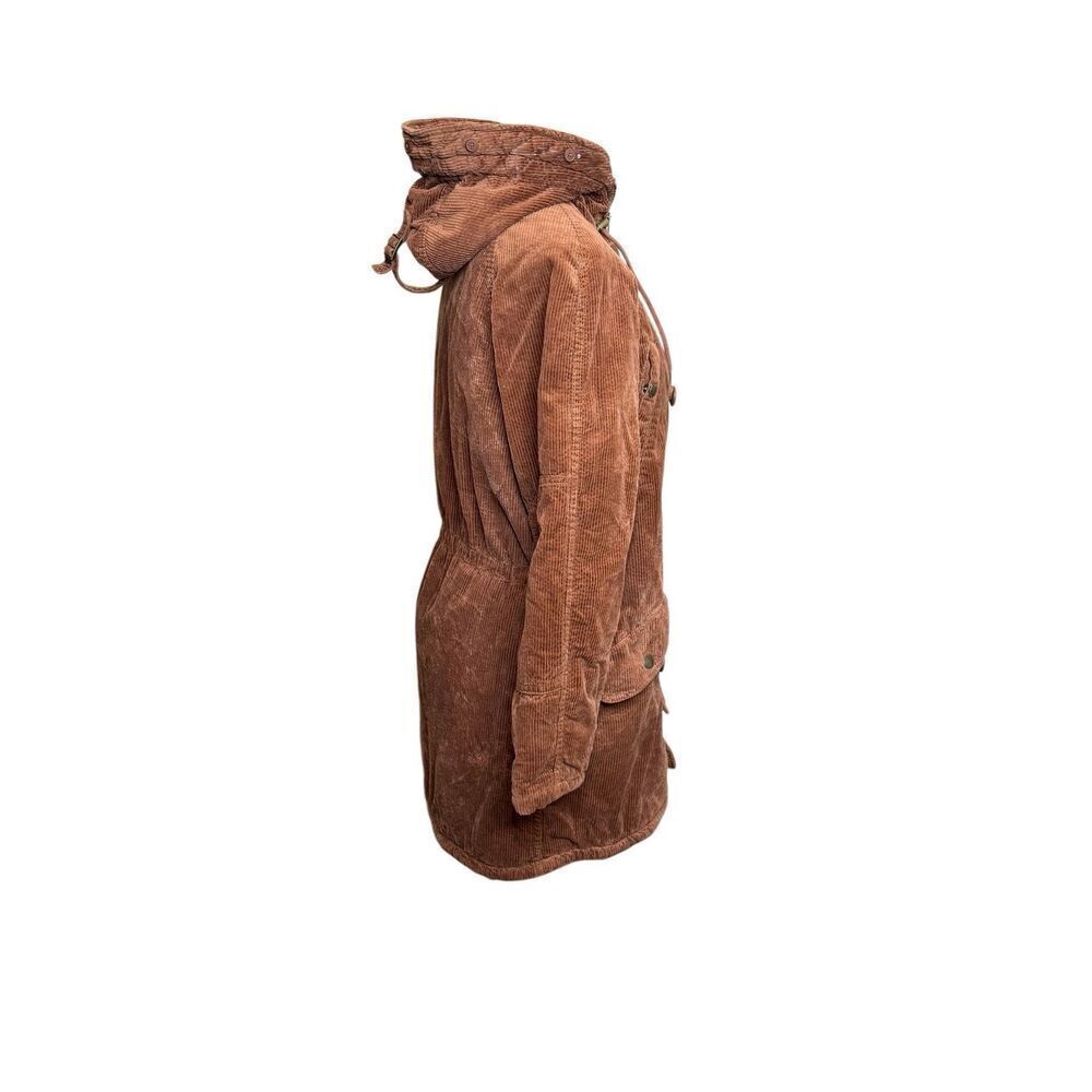 American Eagle rust corduroy hooded knee length jacket size XS - Picture 2 of 12